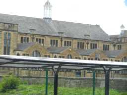Oblique view of right side of King James Middle School, Bishop Auckland July 2016